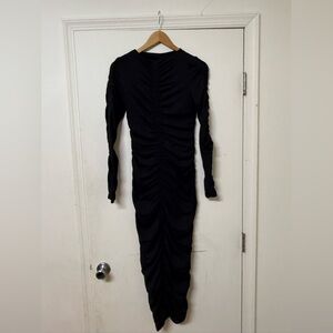 H&M Black Long Sleeve Ruched Dress